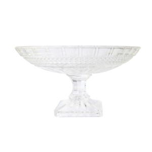 FRUTEIRA DE VIDRO TRANSPARENTE COM PÉ DE VIDRO QUADRADO 16,5X32 - N57673