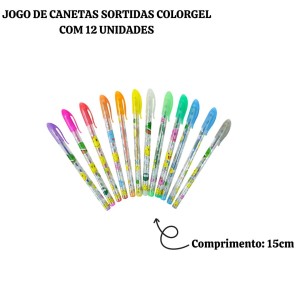 JOGO DE CANETAS SORTIDAS COLORGEL COM 12 UNIDADES - NZ412