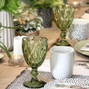 JOGO DE TAÇAS DE VIDRO VERDE COM 6 PEÇAS 330ML- CA16183-VD