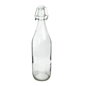 GARRAFA DE VIDRO TRANSPARENTE COM TAMPA HERMÉTICA 1 LITRO - CA12551