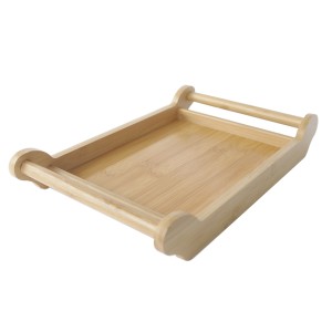 BANDEJA DE BAMBU RETANGULAR COM ALÇA NA LATERAL 20X32X5CM - CZ19477