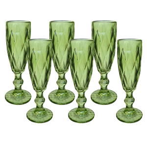 JOGO DE TAÇA DE CHAMPANHE DE VIDRO COM 6 PÇS 160ML - CA16184VD