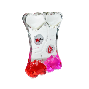 AMPULHETA DE OLEO LIQUIDO COM TEMPORIZADOR CORAÇÃO DUPLO - 5607-D