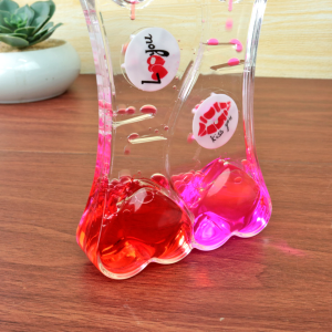 AMPULHETA DE OLEO LIQUIDO COM TEMPORIZADOR CORAÇÃO DUPLO - 5607-D