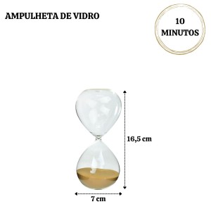 AMPULHETA DE VIDRO 10 MINUTOS 16,5CM - 767153-BG