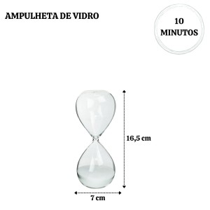 AMPULHETA DE VIDRO 10 MINUTOS 16,5CM - 767153-BR