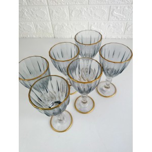 JOGO DE TAÇA DE VIDRO COM BORDA DOURADA 6PÇS 210ML - CA16187-CZCL