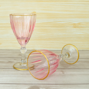 JOGO DE TAÇA DE VIDRO COM BORDA DOURADA 6PÇS 210ML - CA16187-RS