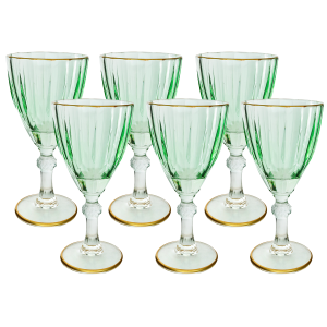 JOGO DE TAÇA DE VIDRO COM BORDA DOURADA 6PÇS 210ML - CA16187-VD