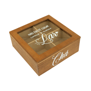 CAIXA DE CHÁ MDF 4 DIVISÓRIAS 18X18CM - CZ231022-D