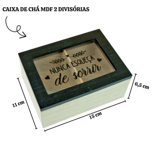 CAIXA DE CHÁ MDF 2 DIVISÓRIAS 6,5X11X15CM - CZ231024-B