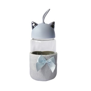 GARRAFA DE VIDRO TOTORO BOTTLE COM CAPA DE VELUDO COM TAMPA E ALÇA - GDR0457-LL