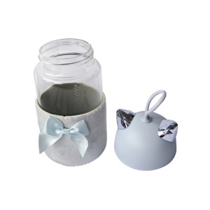 GARRAFA DE VIDRO TOTORO BOTTLE COM CAPA DE VELUDO COM TAMPA E ALÇA - GDR0457-LL