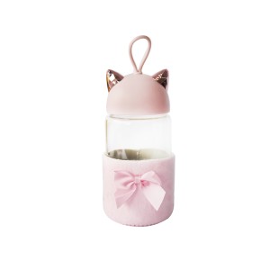 GARRAFA DE VIDRO TOTORO BOTTLE COM CAPA DE VELUDO COM TAMPA E ALÇA - GDR0457-RS