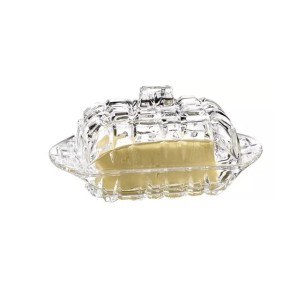 MANTEIGUEIRA DE VIDRO COM DETALHES E TAMPA 17CM - BM1179186