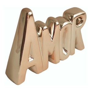 ENFEITE DE PORCELANA COM A FRASE AMOR  8X10CM - CZ19505-GR