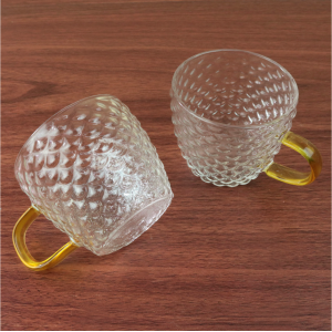 JOGO DE XÍCARA DE VIDRO COM ALÇA DOURADA 6 PÇS 110ML - V669-1