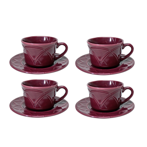 CONJUNTO DE 4 XÍCARAS CAFÉ PORCELANA COM PIRES IRIS VERBENA 80ML -17609