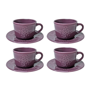 CONJUNTO DE 4 XÍCARAS CAFÉ PORCELANA COM PIRES TILES LILAC 80ML -17592