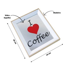 BANDEJA ESPELHADA DE MADEIRA 24X30CM I LOVE COFFEE - GDR0684C-BG