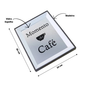 BANDEJA ESPELHADA DE MADEIRA MOMENTO CAFE 24X30CM - GDR0684D-MR