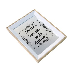 BANDEJA ESPELHADA DE MADEIRA SORRIA 24X30CM - GDR0684B-BG