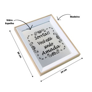 BANDEJA ESPELHADA DE MADEIRA SORRIA 24X30CM - GDR0684B-BG