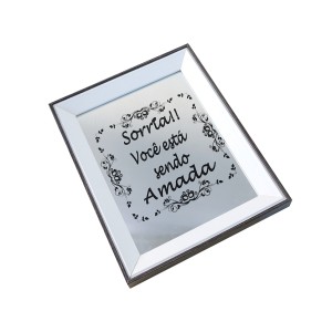 BANDEJA ESPELHADA DE MADEIRA SORRIA 24X30CM - GDR0684B-MR