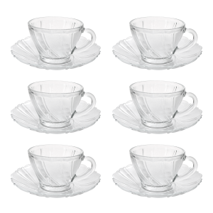 CONJUNTO DE XÍCARAS E PIRES TRANSPARENTES WIND 200ML - VDA14061