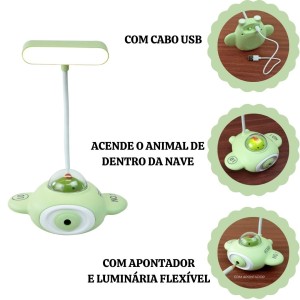 LUMINÁRIA DE MESA DIVERTIDA NAVE ESPACIAL USB - 5663-VD