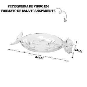 PETISQUEIRA DE VIDRO EM FORMATO DE BALA TRANSPARENTE 34CM - 43SG4V21