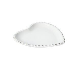 PETISQUEIRA DE CERÂMICA EM FORMATO DE CORAÇÃO COM DETALHES NA BORDA 16CM - F194238