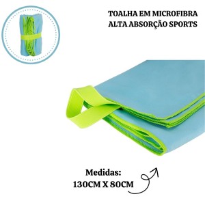 TOALHA EM MICROFIBRA ALTA ABSORÇÃO SPORTS 130CM X 80CM - YS38129-AZ