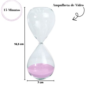 AMPULHETA DE VIDRO 15 MINUTOS 7X16,5CM - 5270-RS