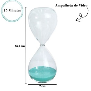 AMPULHETA DE VIDRO 15 MINUTOS 7X16,5CM - 5270-VD