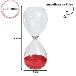 AMPULHETA DE VIDRO 15 MINUTOS 7X16,5CM - 5270-VM