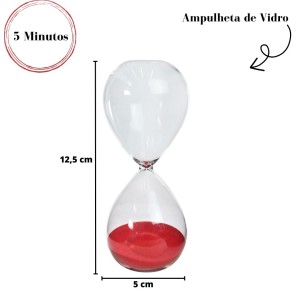 AMPULHETA DE VIDRO 5 MINUTOS 5X12,5CM - 5269-VM