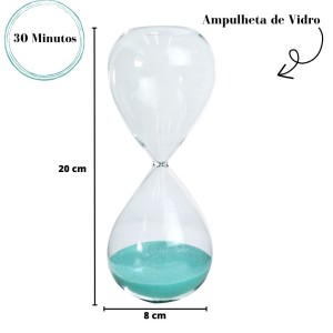 AMPULHETA DE VIDRO 30 MINUTOS 20X8CM - 5271-VD