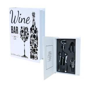 KIT PARA VINHO COM 03 PEÇAS LIVRO DECORATIVO - ZQ213