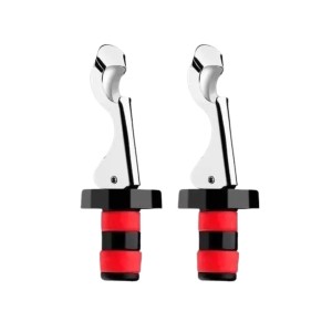 CONJUNTO COM 2 TAMPAS AÇO INOX PARA VINHO 10X3CM - 27722