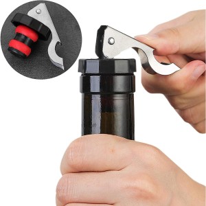 CONJUNTO COM 2 TAMPAS AÇO INOX PARA VINHO 10X3CM - 27722